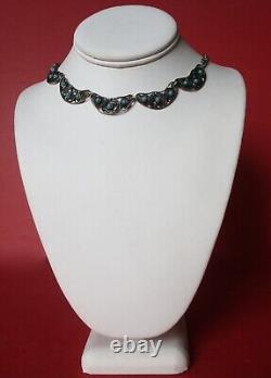Vintage Middle Eastern Cannetille Sterling Silver & Turquoise Glass Bead Choker