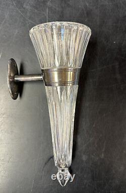 Vintage Model T Car Bud Flower Vase with Bracket Sterling Silver Cut Glass Flower