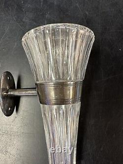 Vintage Model T Car Bud Flower Vase with Bracket Sterling Silver Cut Glass Flower