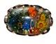 Vintage Murano Millefiori Art Glass Sterling Silver Dome Ring Italian Size 6 60s