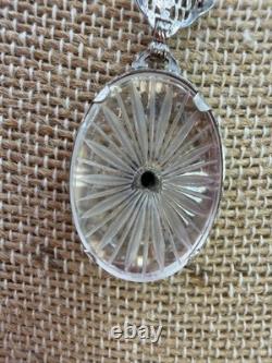 Vintage Necklace Camphor Glass Pendant Earrings Art Deco Sterling Silver