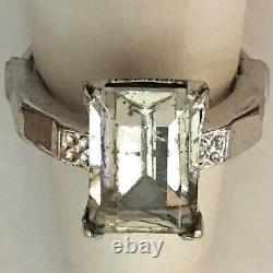 Vintage Osbee Ostby Barton Rhinestone Paste Glass Cocktail Ring Sz 5.5-Estate