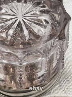 Vintage Pale Violet Glass Dresser Jar STERLING Silver Floral Lid 1.5 in