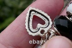 Vintage Pandora Sterling Silver & Art Glass Charm Bracelet 6.5 Long