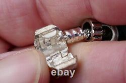 Vintage Pandora Sterling Silver & Art Glass Charm Bracelet 6.5 Long