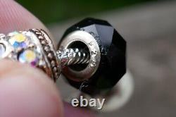 Vintage Pandora Sterling Silver & Art Glass Charm Bracelet 6.5 Long