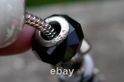 Vintage Pandora Sterling Silver & Art Glass Charm Bracelet 6.5 Long