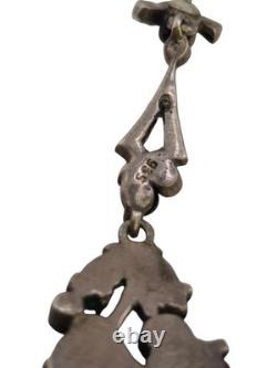 Vintage Rare 935 Sterling Silver Glass Fruit Salad Dangle Earrings (A9010)