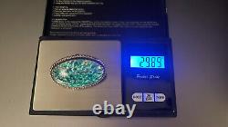 Vintage Rare Huge 925 STERLING SILVER 29.8 grams Glass Art Opal Ring Size 5