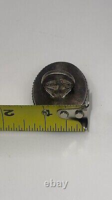 Vintage Rare Huge 925 STERLING SILVER 29.8 grams Glass Art Opal Ring Size 5