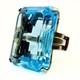 Vintage Retro Marked Rectangular Cut Blue Glass Sterling Silver Ring Sz 5.75