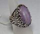 Vintage Ring Sterling Silver 925 Purple Jewelry Murano Insert Glass Size 18 Gift