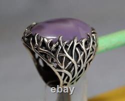 Vintage Ring Sterling Silver 925 Purple Jewelry Murano Insert Glass Size 18 Gift