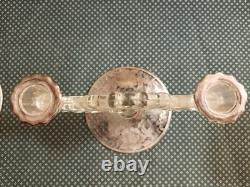 Vintage Rockwell Glass Sterling Silver Candelabra Candle Holders