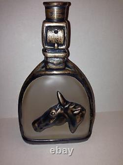 Vintage Rockwell Sterling Silver Glass Decanter Bottle Western Horse Spur Buckle