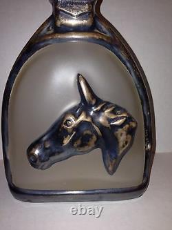 Vintage Rockwell Sterling Silver Glass Decanter Bottle Western Horse Spur Buckle