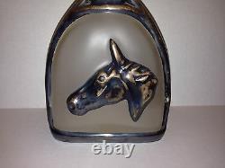 Vintage Rockwell Sterling Silver Glass Decanter Bottle Western Horse Spur Buckle