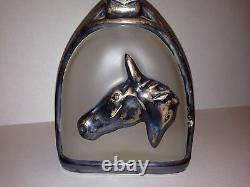 Vintage Rockwell Sterling Silver Glass Decanter Bottle Western Horse Spur Buckle