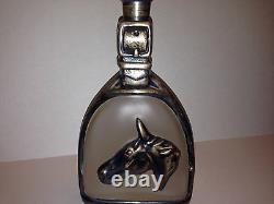 Vintage Rockwell Sterling Silver Glass Decanter Bottle Western Horse Spur Buckle