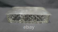 Vintage STERLING SILVER LID & GLASS DRESSER BOX, 6 5/8 x 3 3/4
