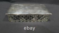 Vintage STERLING SILVER LID & GLASS DRESSER BOX, 6 5/8 x 3 3/4
