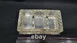 Vintage STERLING SILVER LID & GLASS DRESSER BOX, 6 5/8 x 3 3/4