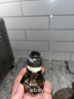 Vintage STERLING SILVER Overlay Glass Decanter Bottle Floral