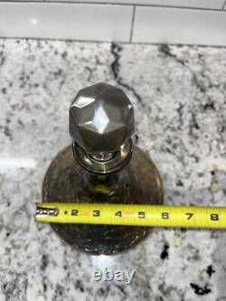Vintage STERLING SILVER Overlay Glass Decanter Bottle Floral