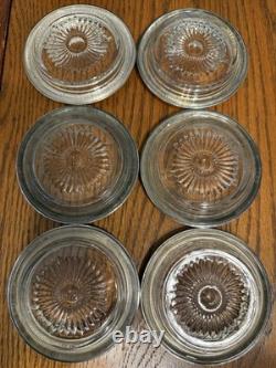 Vintage Set 6 Sterling Silver Glass Coasters Made in USA Mid Century Barware