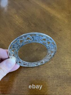 Vintage Set Of Eight 3 Sterling Silver Rimmed Glass Dishes/Coasters