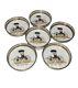 Vintage Set Of Six Open Front Buggy Milk Glass Coasters With Sterling Silver Rim