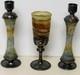 Vintage Sherman Sterling Silver, Art Glass Cup, Candlesticks