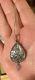 Vintage Signed Sterling Silver Roman Art Glass Teardrop Pendant Necklace