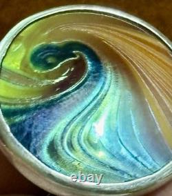 Vintage Signed Steven V Correia Sterling Silver Iridescent Art Glass Pendant