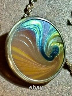 Vintage Signed Steven V Correia Sterling Silver Iridescent Art Glass Pendant