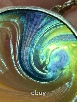 Vintage Signed Steven V Correia Sterling Silver Iridescent Art Glass Pendant