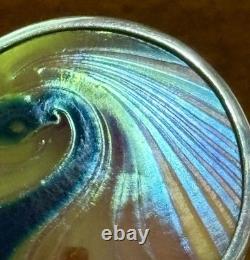 Vintage Signed Steven V Correia Sterling Silver Iridescent Art Glass Pendant
