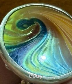 Vintage Signed Steven V Correia Sterling Silver Iridescent Art Glass Pendant