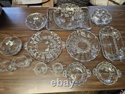 Vintage Silver City Flanders Poppy Sterling Silver Overlay Clear Glass Set Of 14