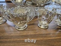 Vintage Silver City Flanders Poppy Sterling Silver Overlay Clear Glass Set Of 14