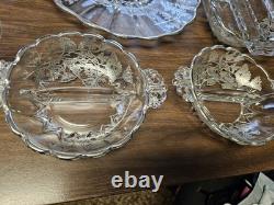 Vintage Silver City Flanders Poppy Sterling Silver Overlay Clear Glass Set Of 14