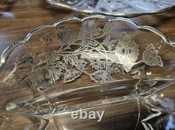 Vintage Silver City Flanders Poppy Sterling Silver Overlay Clear Glass Set Of 14