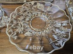Vintage Silver City Flanders Poppy Sterling Silver Overlay Clear Glass Set Of 14
