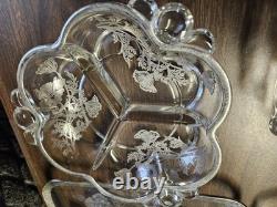 Vintage Silver City Flanders Poppy Sterling Silver Overlay Clear Glass Set Of 14