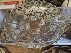 Vintage Silver City Flanders Poppy Sterling Silver Overlay Clear Glass Set Of 14