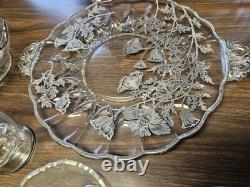 Vintage Silver City Flanders Poppy Sterling Silver Overlay Clear Glass Set Of 14