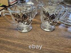 Vintage Silver City Flanders Poppy Sterling Silver Overlay Clear Glass Set Of 14