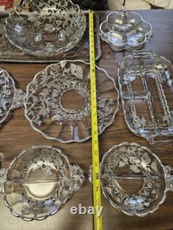 Vintage Silver City Flanders Poppy Sterling Silver Overlay Clear Glass Set Of 14