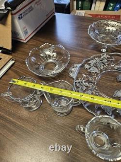 Vintage Silver City Flanders Poppy Sterling Silver Overlay Clear Glass Set Of 14