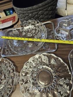 Vintage Silver City Flanders Poppy Sterling Silver Overlay Clear Glass Set Of 14